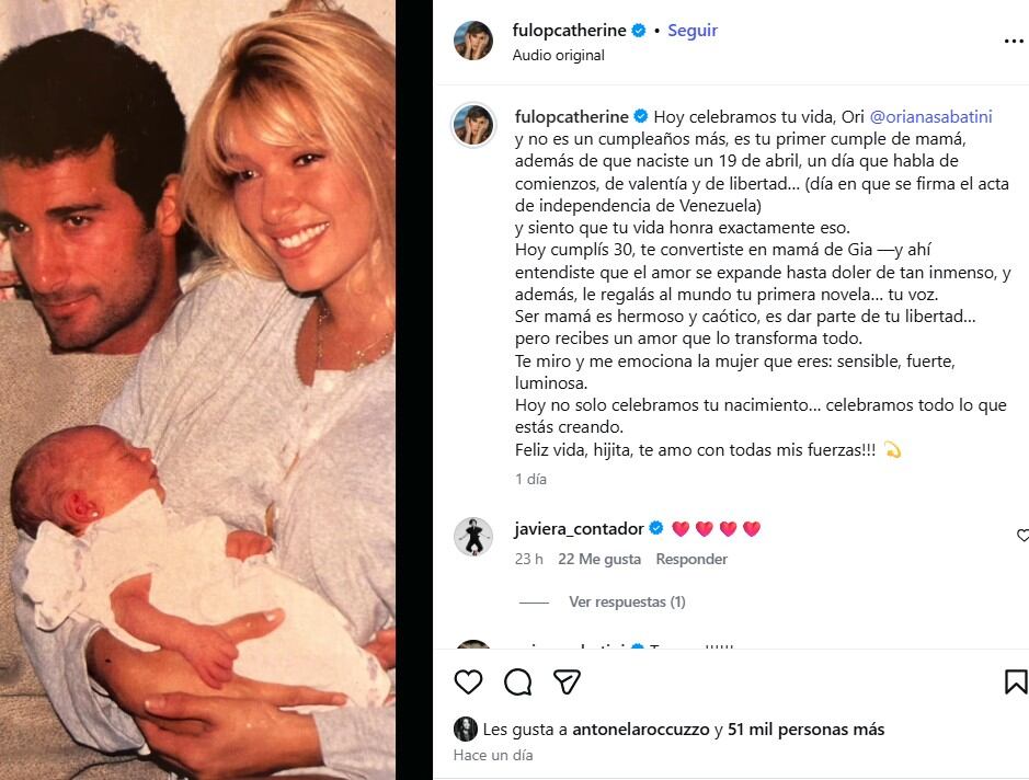 El posteo de Catherine Fulop por el cumpleaños de su hija