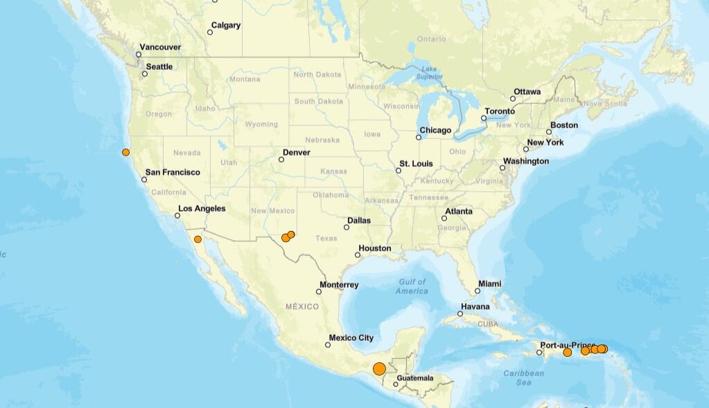 Los temblores ocurridos en EE.UU. durante las últimas horas