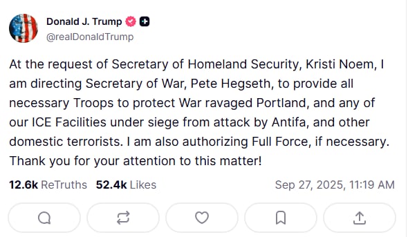 Donald Trump justificó la medida a través de un mensaje en Truth Social