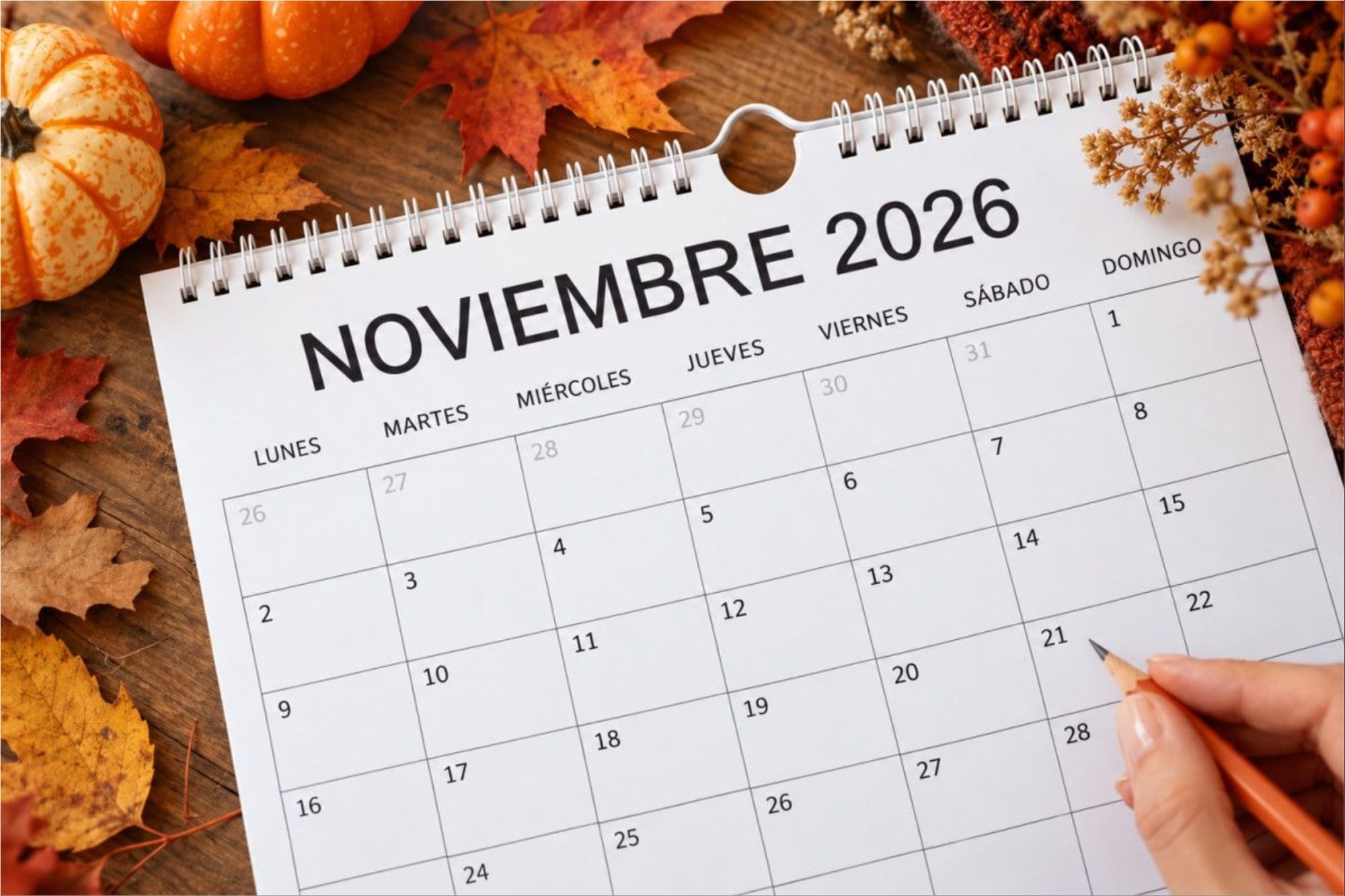 Calendario para imprimir de noviembre 2026 en la Argentina