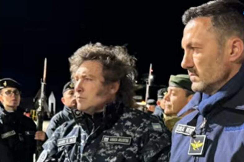 Javier Milei junto a Luis Petri en Tierra del Fuego