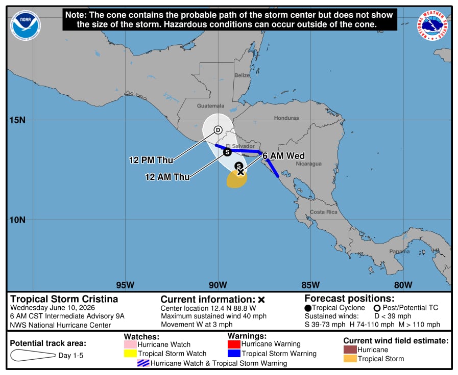 Los modelos oficiales prevén que el sistema realice un giro progresivo hacia el oeste-noroeste y luego hacia el noroeste, aproximándose a la costa de El Salvador