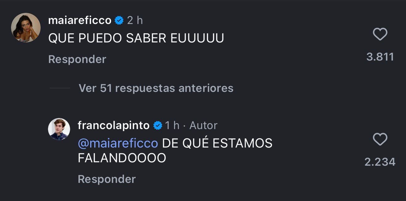 El intercambio de mensajes en el posteo de Franco Colapinto