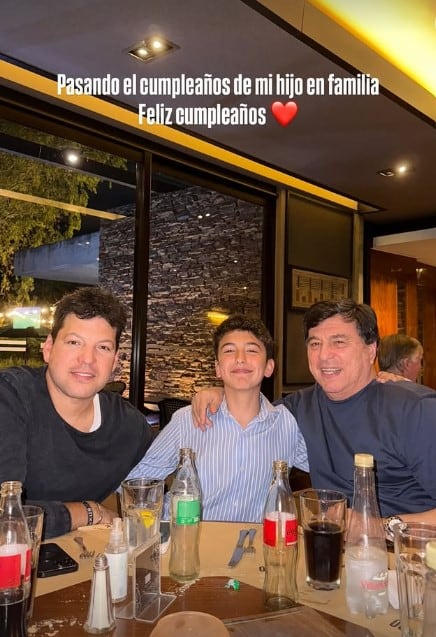 Daniel Passarella con Lucas e Ignacio, hijo y nieto, respectivamente