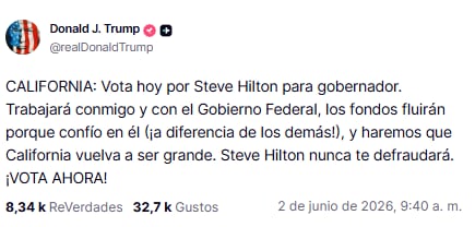 El presidente Trump instó a los republicanos a votar por Steve Hilton