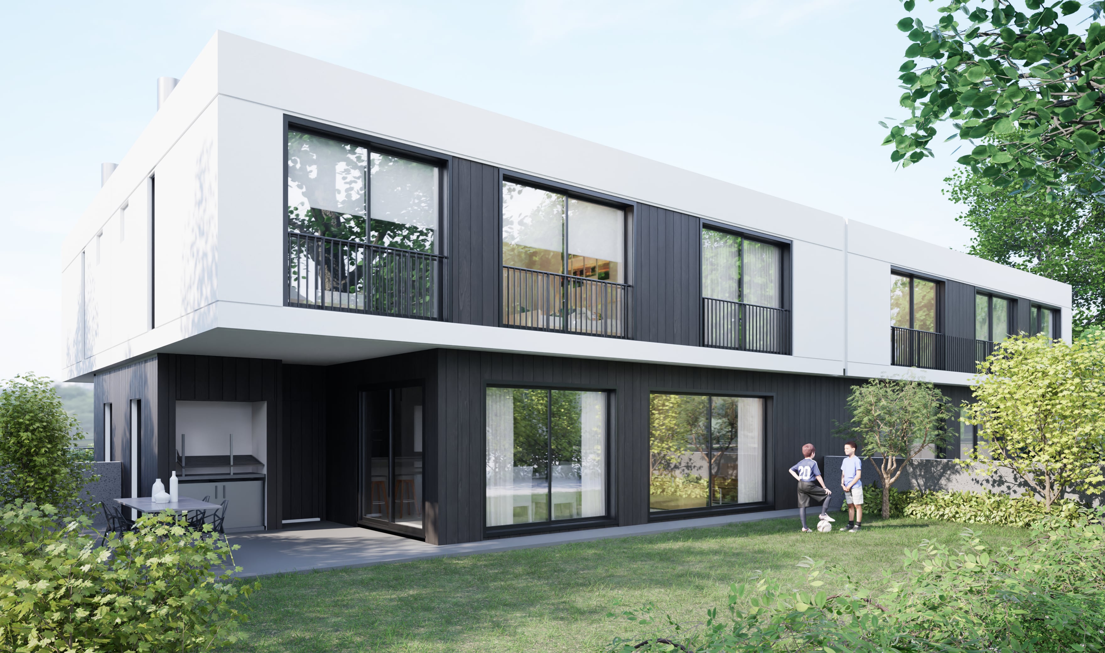 El emprendimiento contempla 68 townhouses de 4 ambientes, organizados en módulos de cuatro unidades