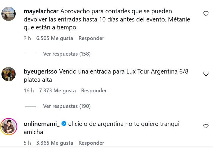 Las reacciones de los usuarios no tardaron en aparecer (Captura: Instagram @rosalia.vt)