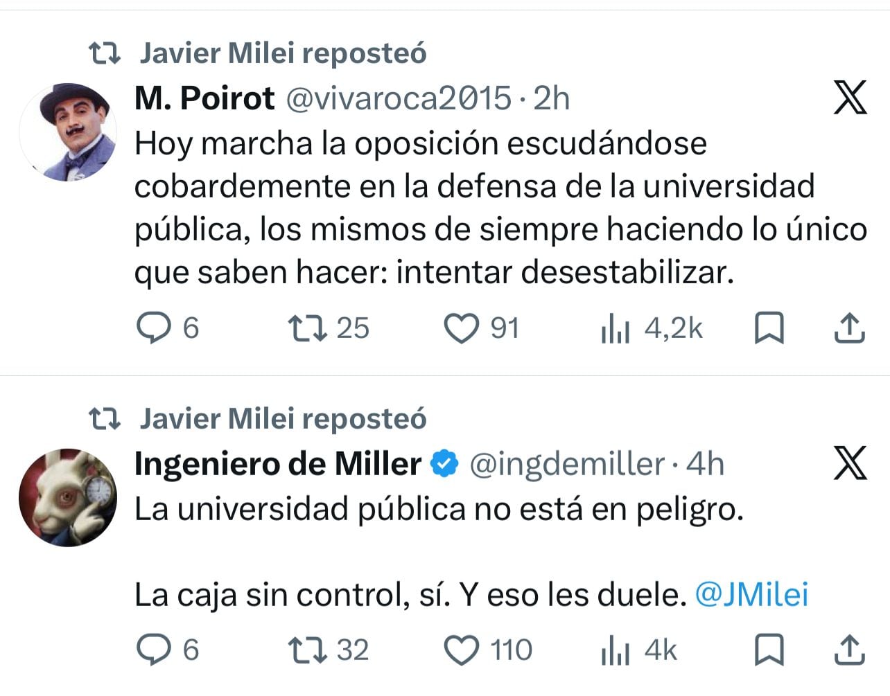 El Gobierno no se mueve de su postura tras la marcha universitaria y espera que la Corte resuelva el financiamiento 9 Los mensajes que compartió Milei sobre la cuarta marcha de las universidades
