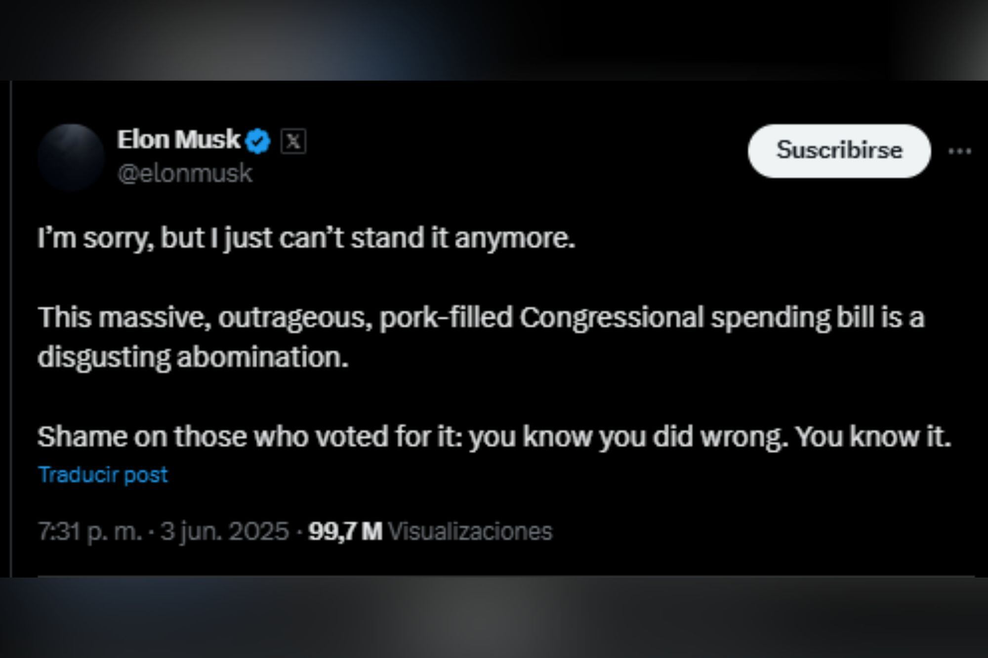 El magnate multimillonario expresó un duro apunte contra la administración Trump en redes sociales