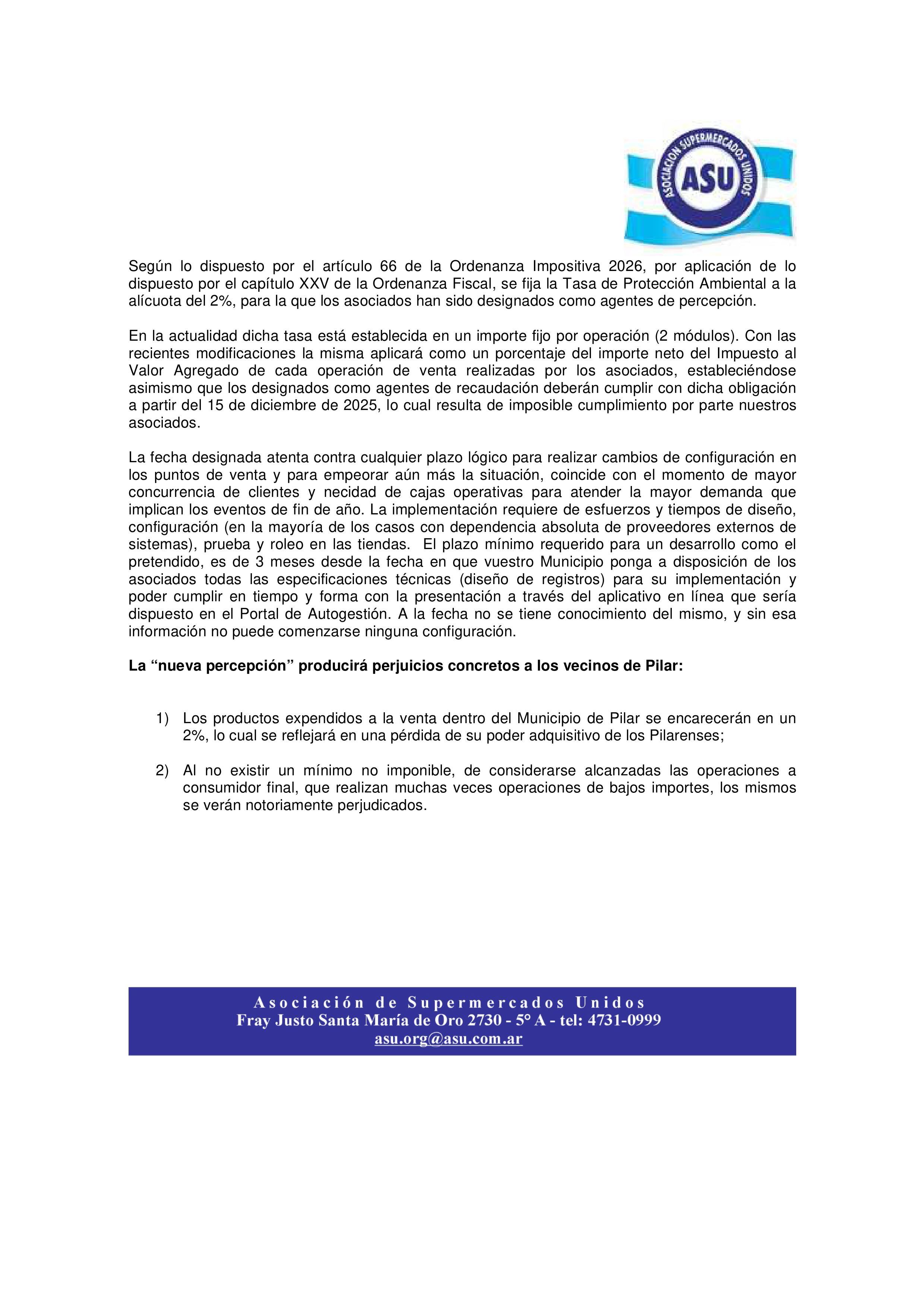 Carta de la Asociación de Supermercados Unidos
