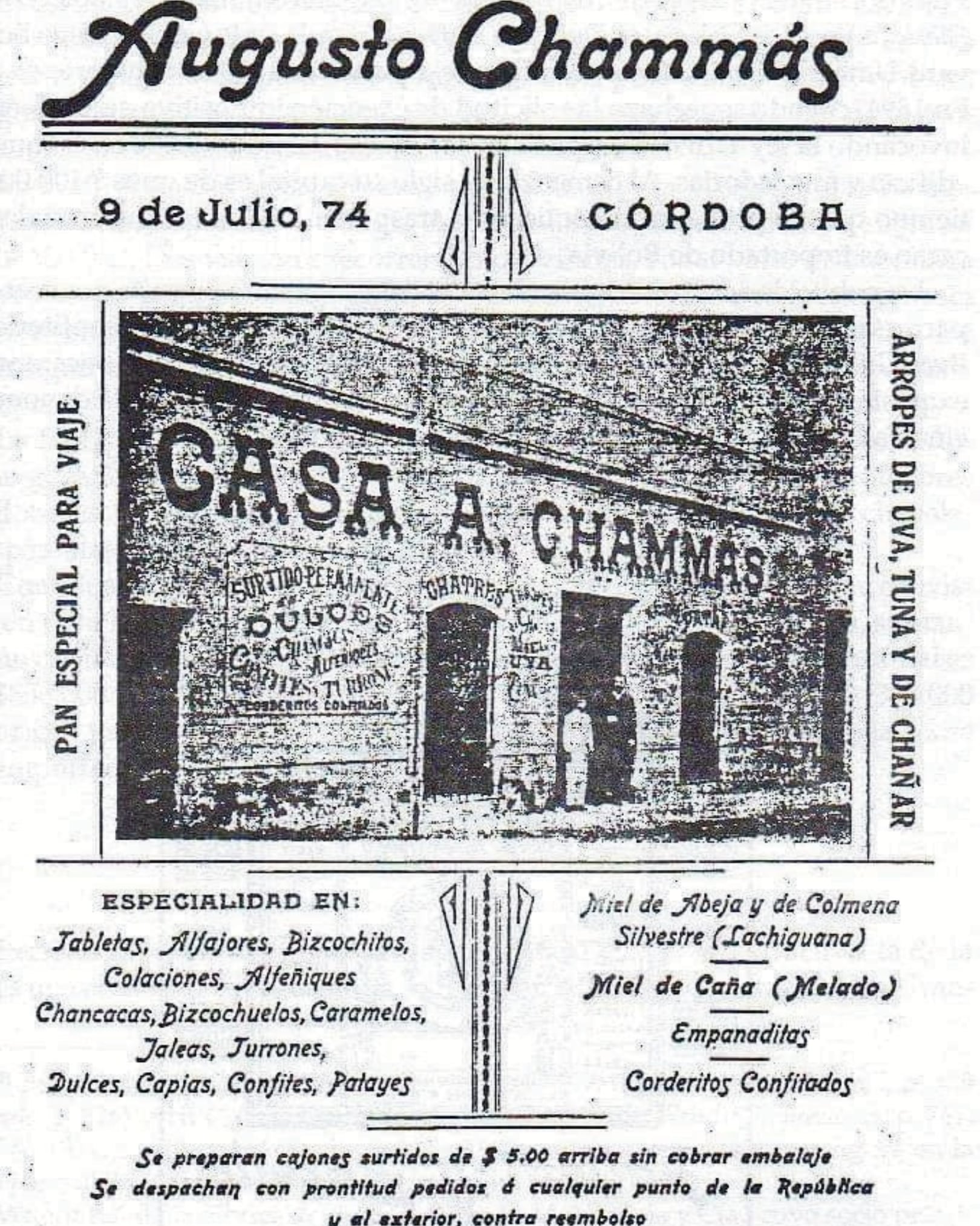 Vieja publicidad de la marca, siempre concentrada en su fundador.