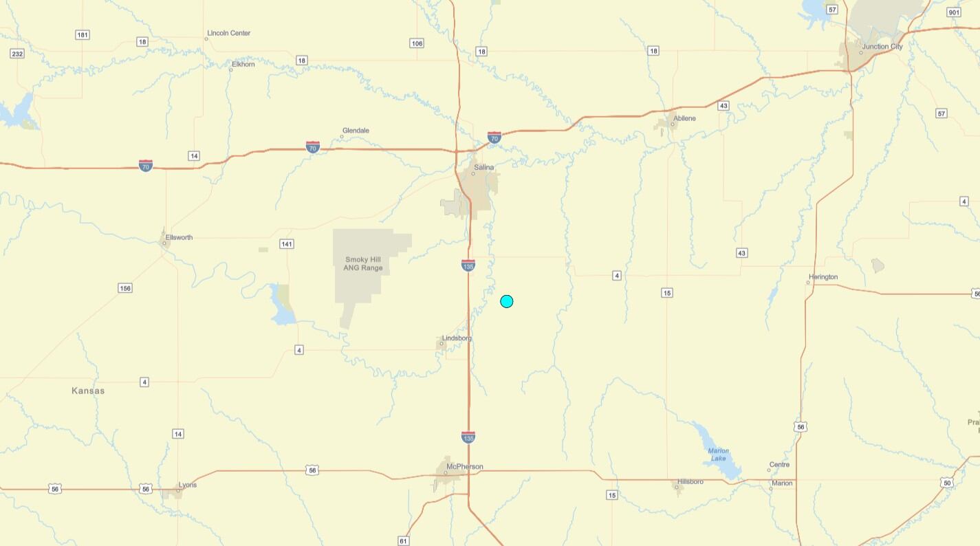 Uno de los temblores más fuertes de las últimas 24 horas en territorio continental estadounidense ocurrió cerca de Assaria, Kansas