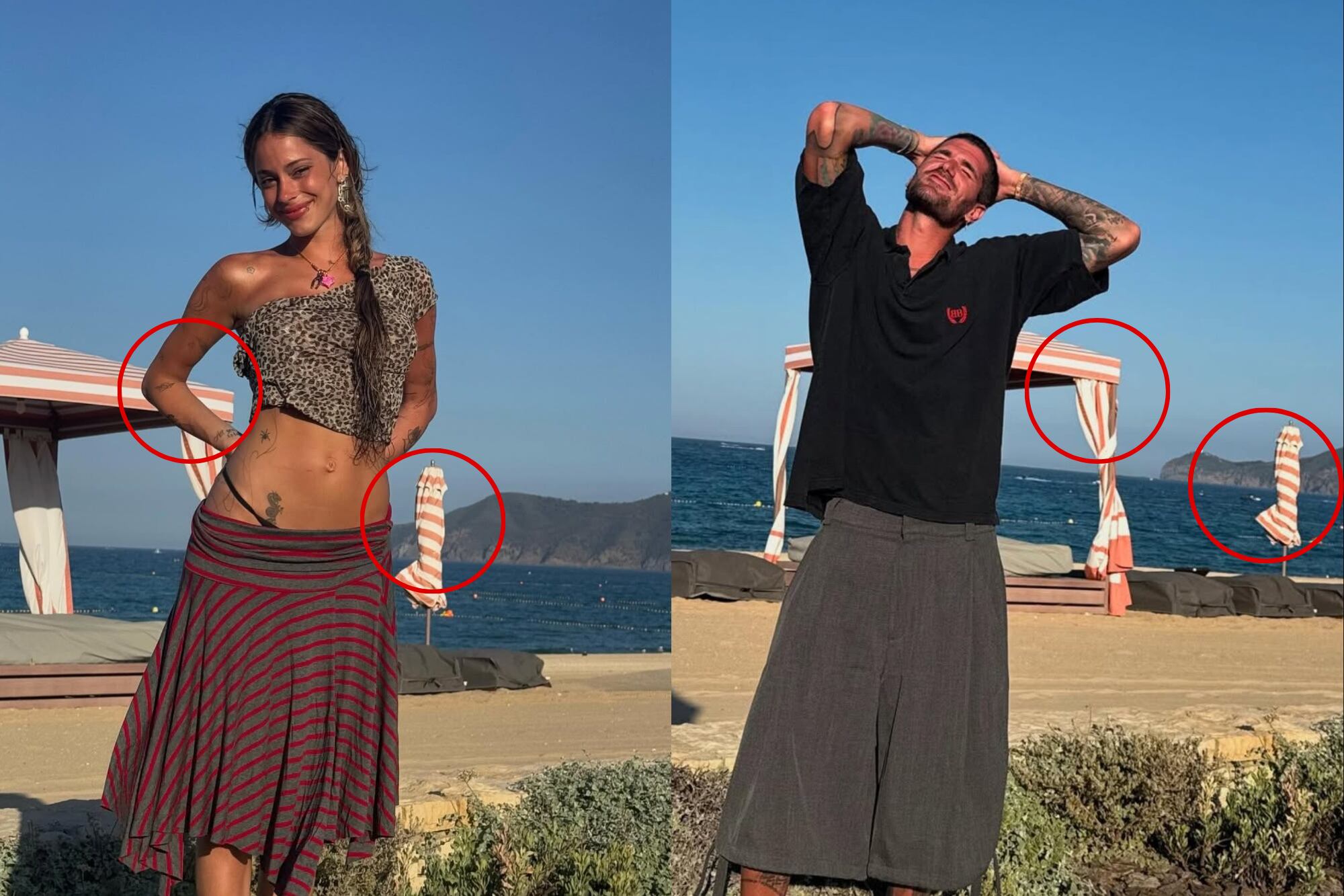 Tini publicó fotos en la playa y lo que no pasó inadvertido fue que posó en el mismo lugar que Rodrigo De Paul