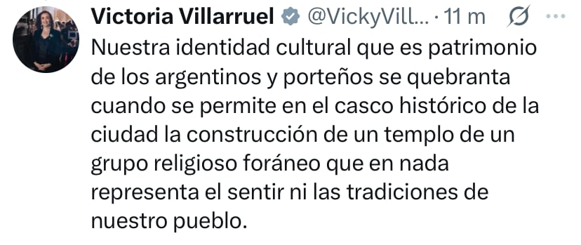 El posteo de Villarruel