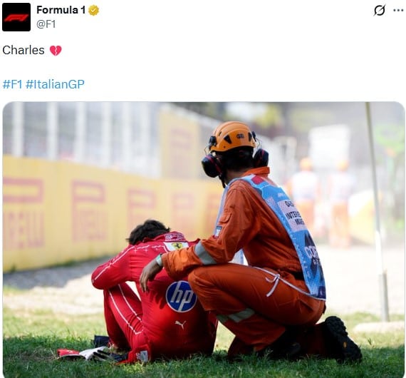 El posteo de la Fórmula 1 sobre el mal momento de Leclerc