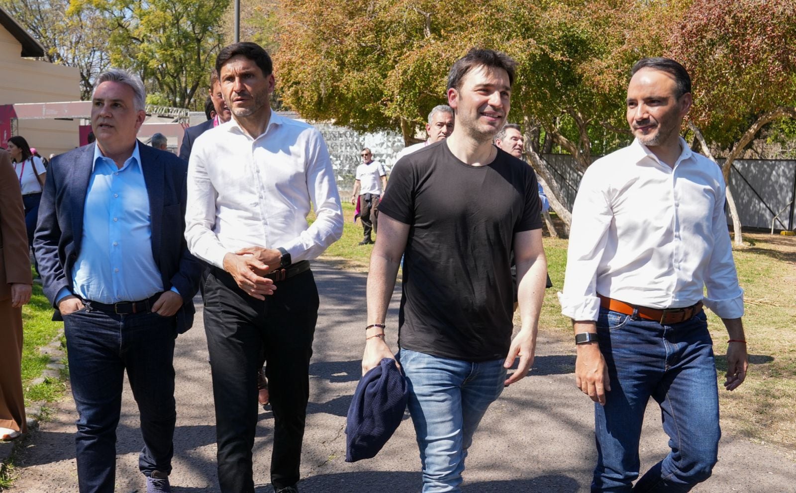 Pullaro con los gobernadores Torres, Llaryora y Valdés, durante los Juegos Suramericanos