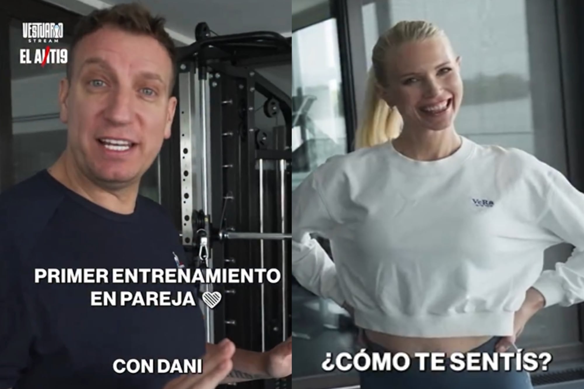 Maxi López y Daniela Christiansson entrenaron juntos (Foto: Instagram @vestuariostream)