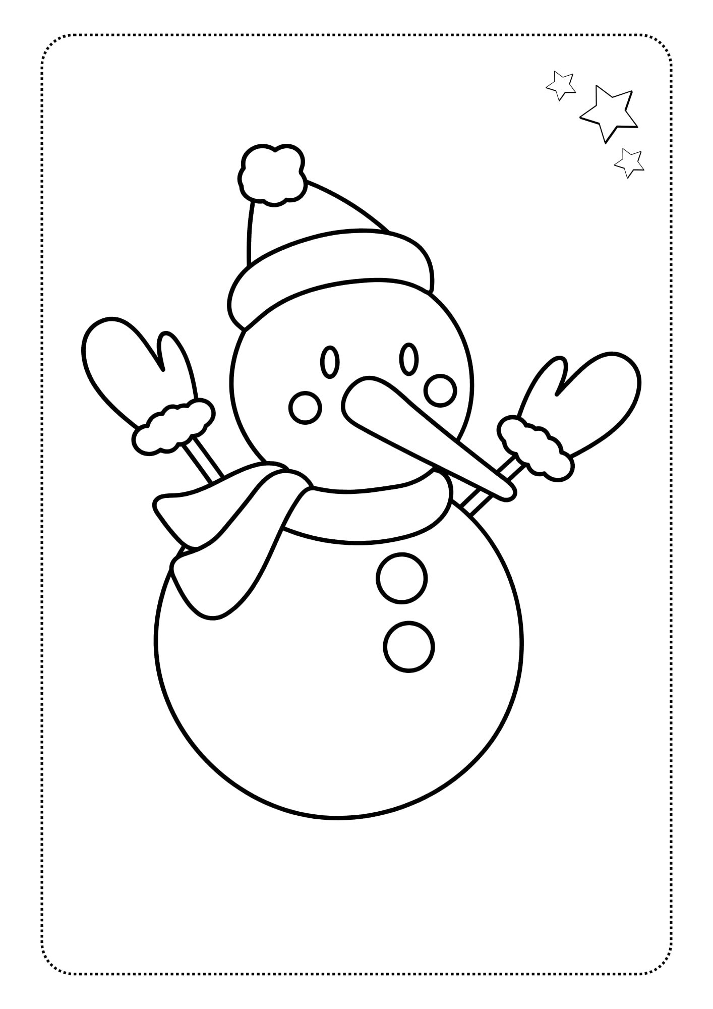 Dibujo de un hombre de nieve para colorear con los niños