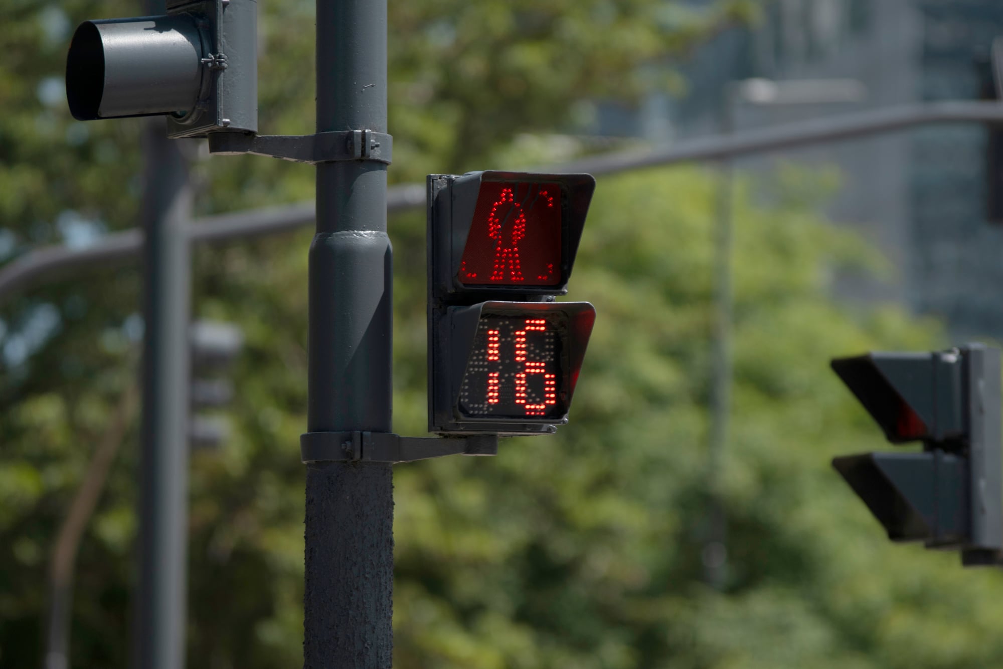En algunas ocasiones, el semáforo vehicular no cuenta con señal de cuenta regresiva y el peatonal sí