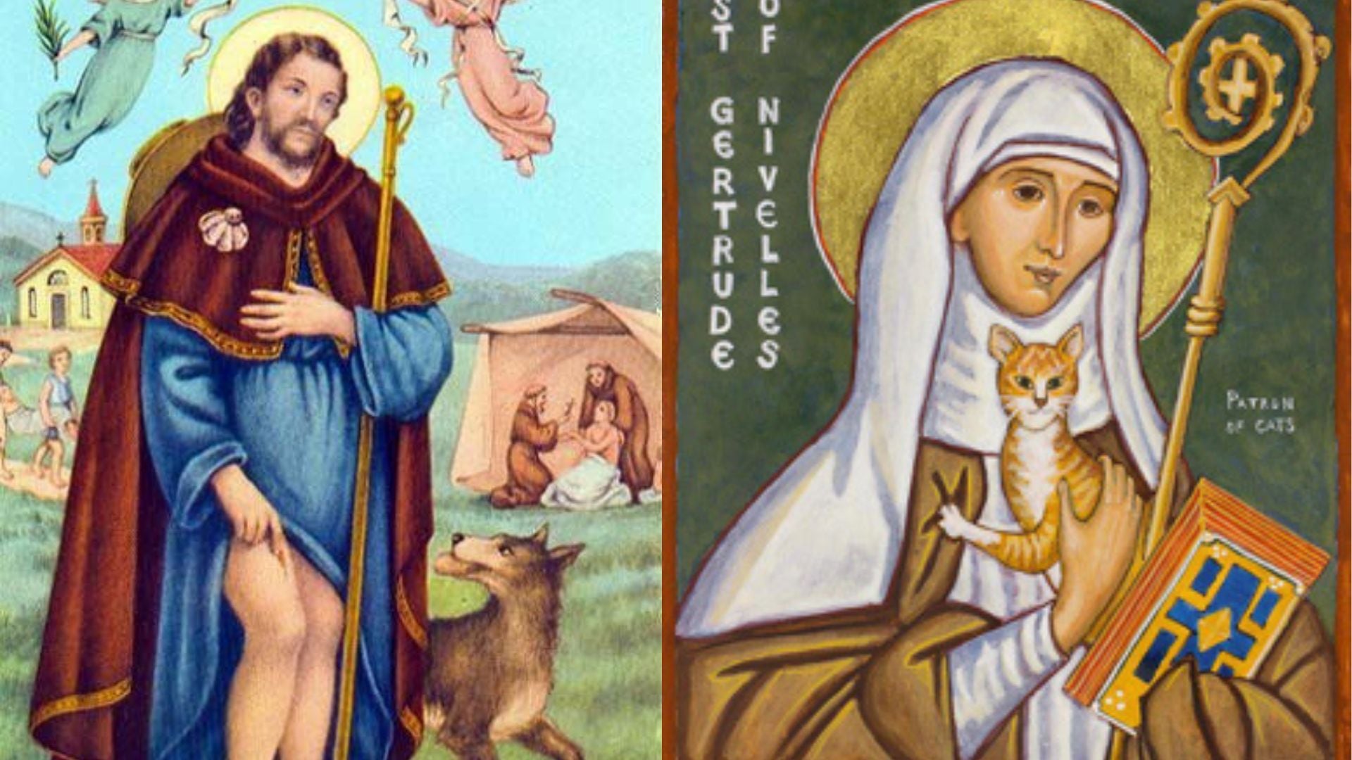 Santa Gertrudis de Nivelle es considerada la patrona de los gatos y San Roque, patrono de los perros. (Foto: LN y Godspace)