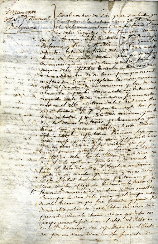 En su testamento, Belgrano dejó firmemente asentada su fe (Foto: Archivo General de la Nación)