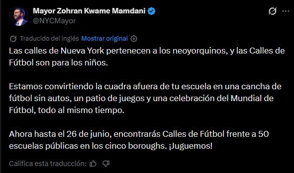El mensaje de Zohran Mamdani en redes sociales sobre la iniciativa en la ciudad de Nueva York