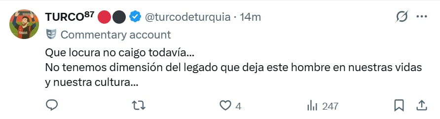 Las reacciones en las redes a la muerte del Indio Solari (Captura: X)