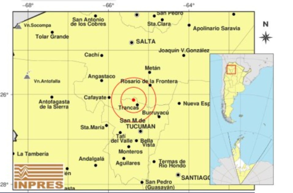 La localidad de Trancas fue el epicentro del sismo
Foto: Inpres