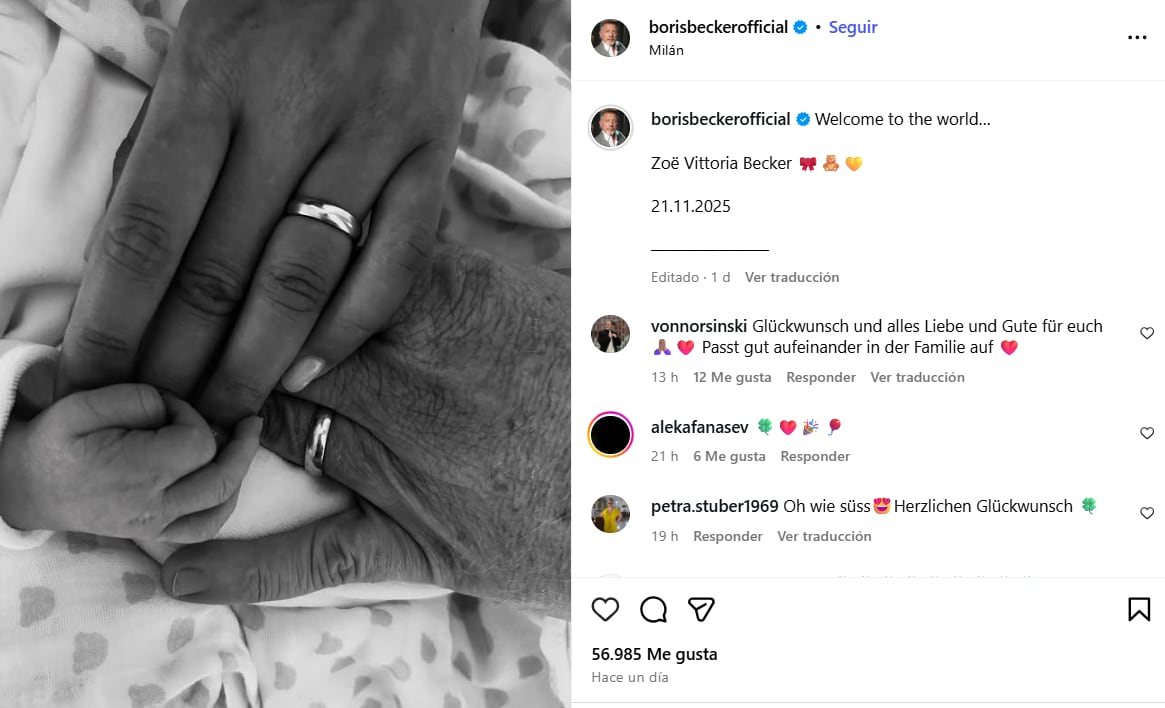 El anuncio del nacimiento de su hija