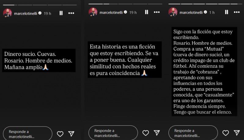 Las historias de Instagram que Marcelo Tinelli escribió en septiembre cobran especial significado tras la denuncia de amenazas que hizo su hija Juanita