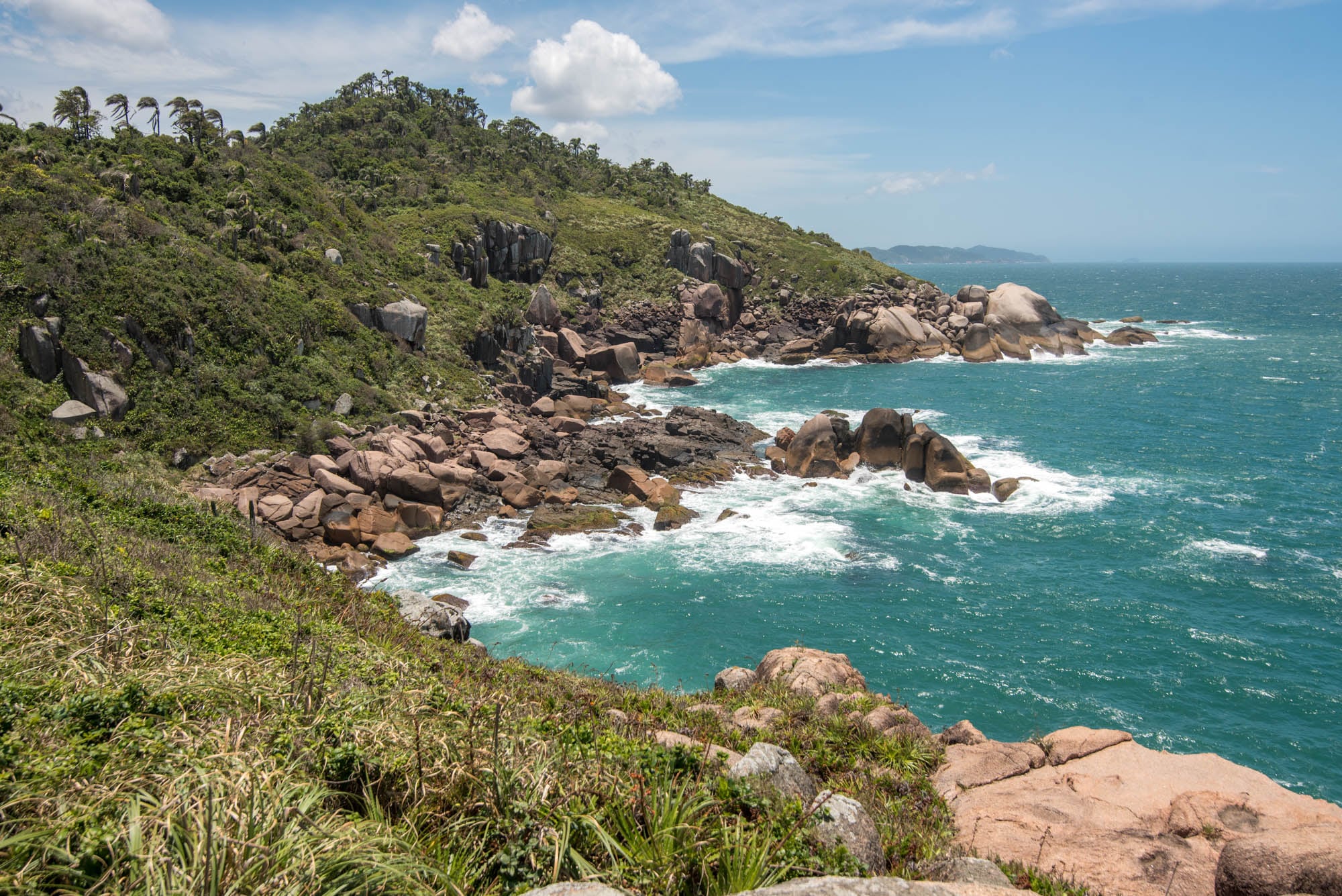 Cerca de Florianópolis está lleno de islas e islotes, como Ilha do Campeche, rocosas y con aguas bajas