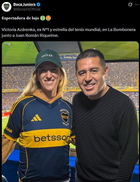 El agradecimiento de Boca a Azarenka