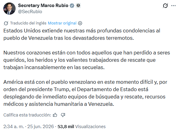 El posteo de Rubio