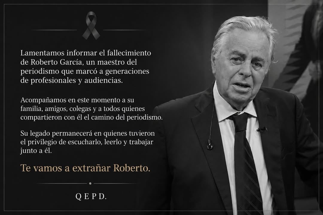 Comunicado donde se informó el fallecimiento de Roberto García