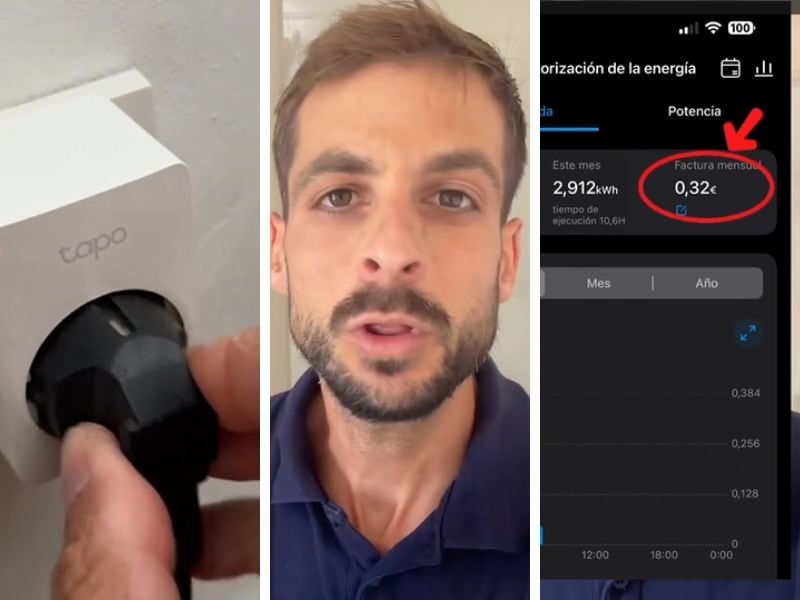 El técnico explica el paso a paso para medir el consumo de energía en el aireacondicionado