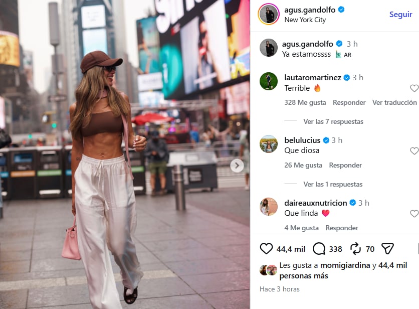 Agus Gandolfo lució su look en las calles de Nueva York