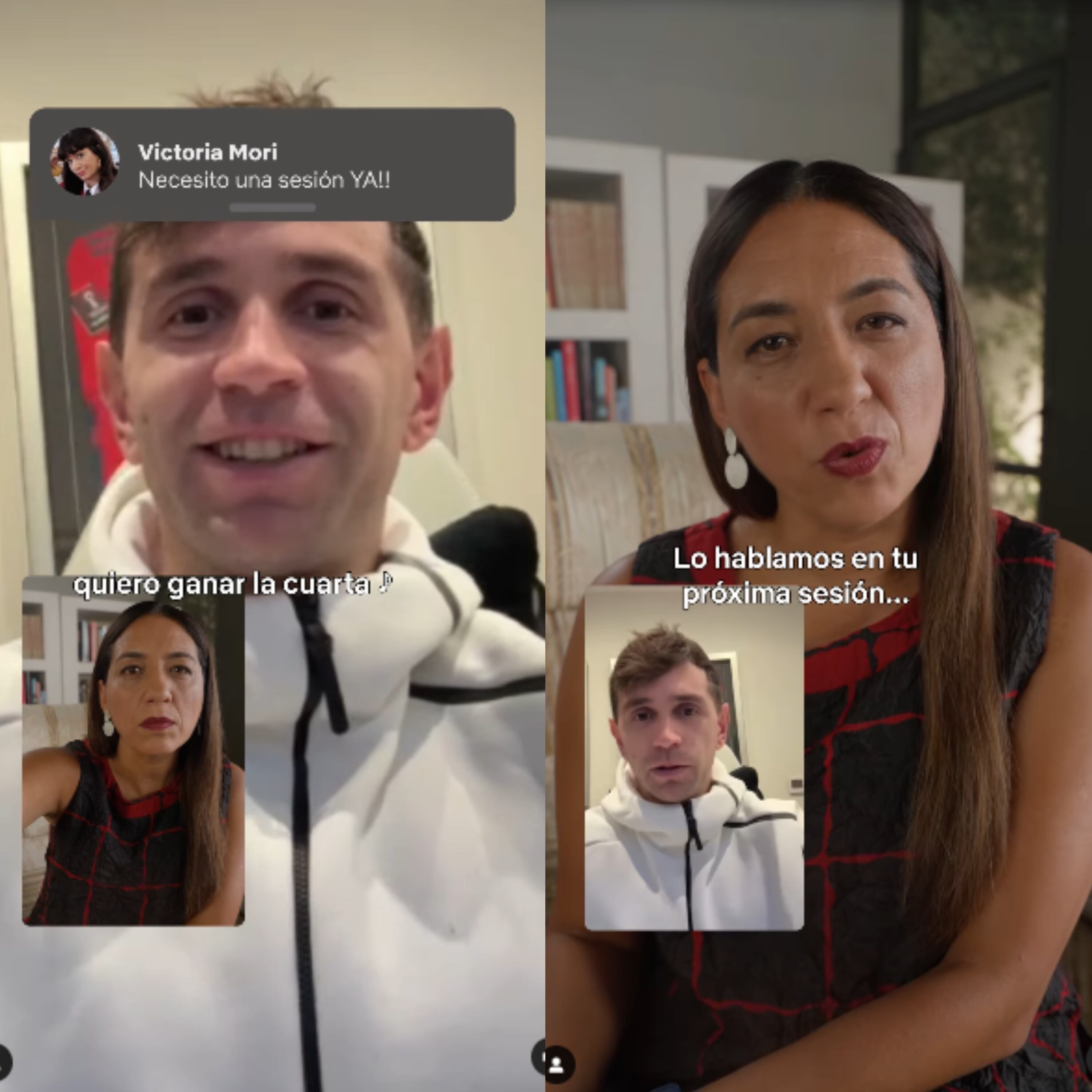 Emiliano Martínez y Lorena Vega, la actriz que interpreta a la terapeuta Fernanda en Envidiosa, protagonizaron un divertido clip (Foto: Captura de video / Instagram @chenetflix)