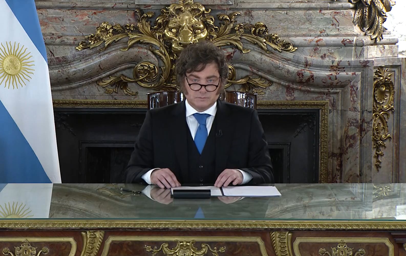 El presidente Javier Milei en cadena nacional