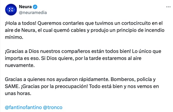 El comunicado oficial de Neura al respecto