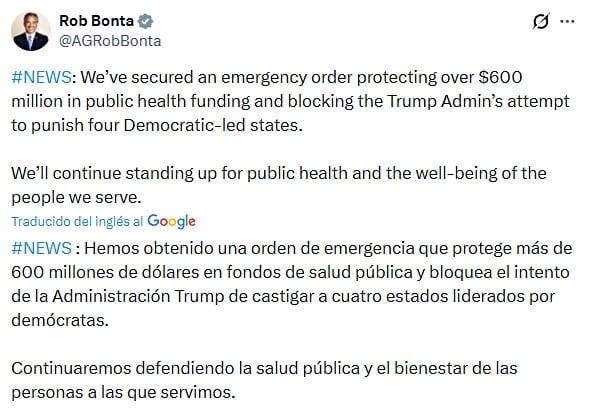 La orden de emergencia impide que la administración Trump cancele más de 600 millones de dólares en subvenciones