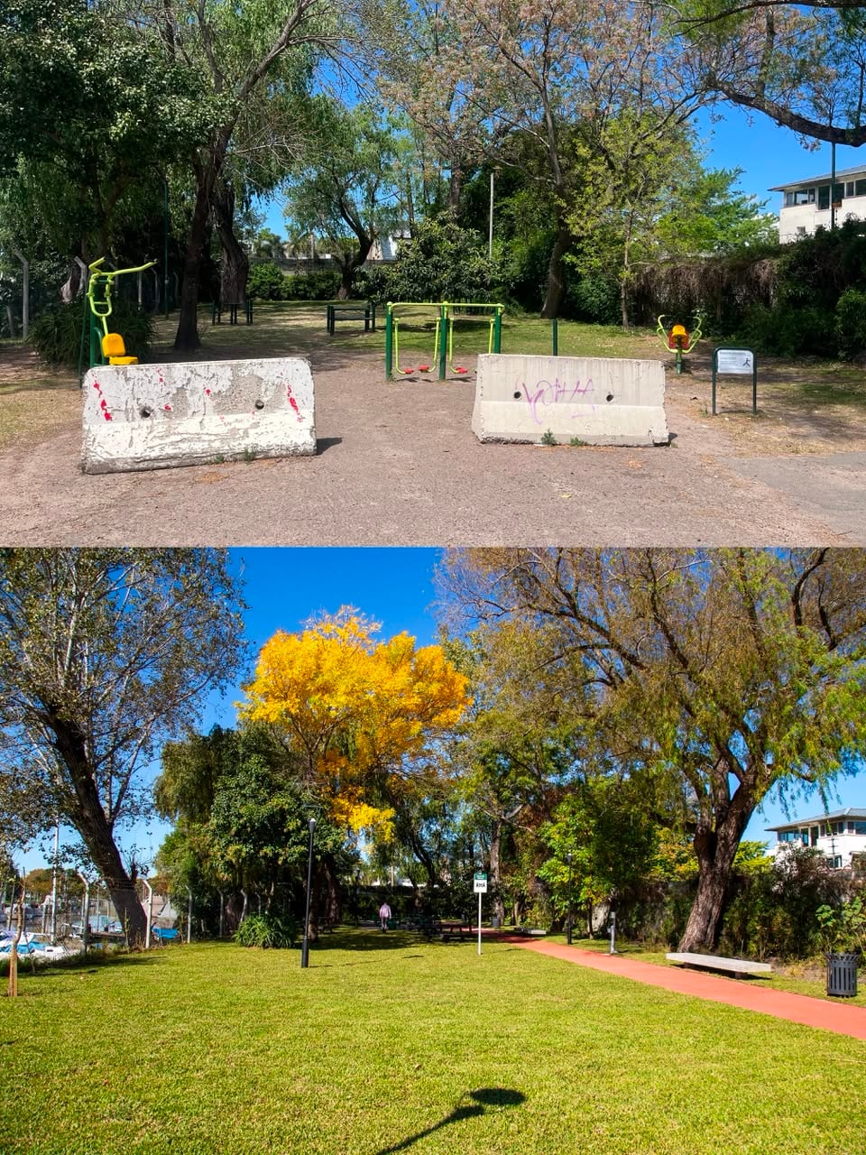 Antes y después del paseo de los 33 Orientales inaugurado en mayo del año pasado
