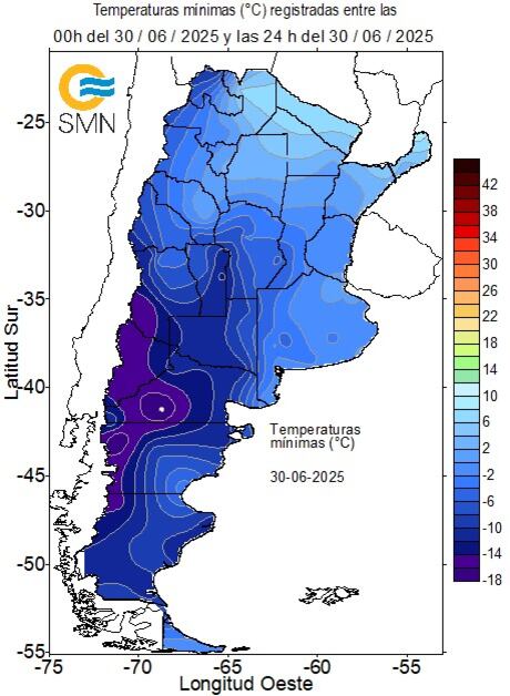 El frío azotó el país durante el último día de junio