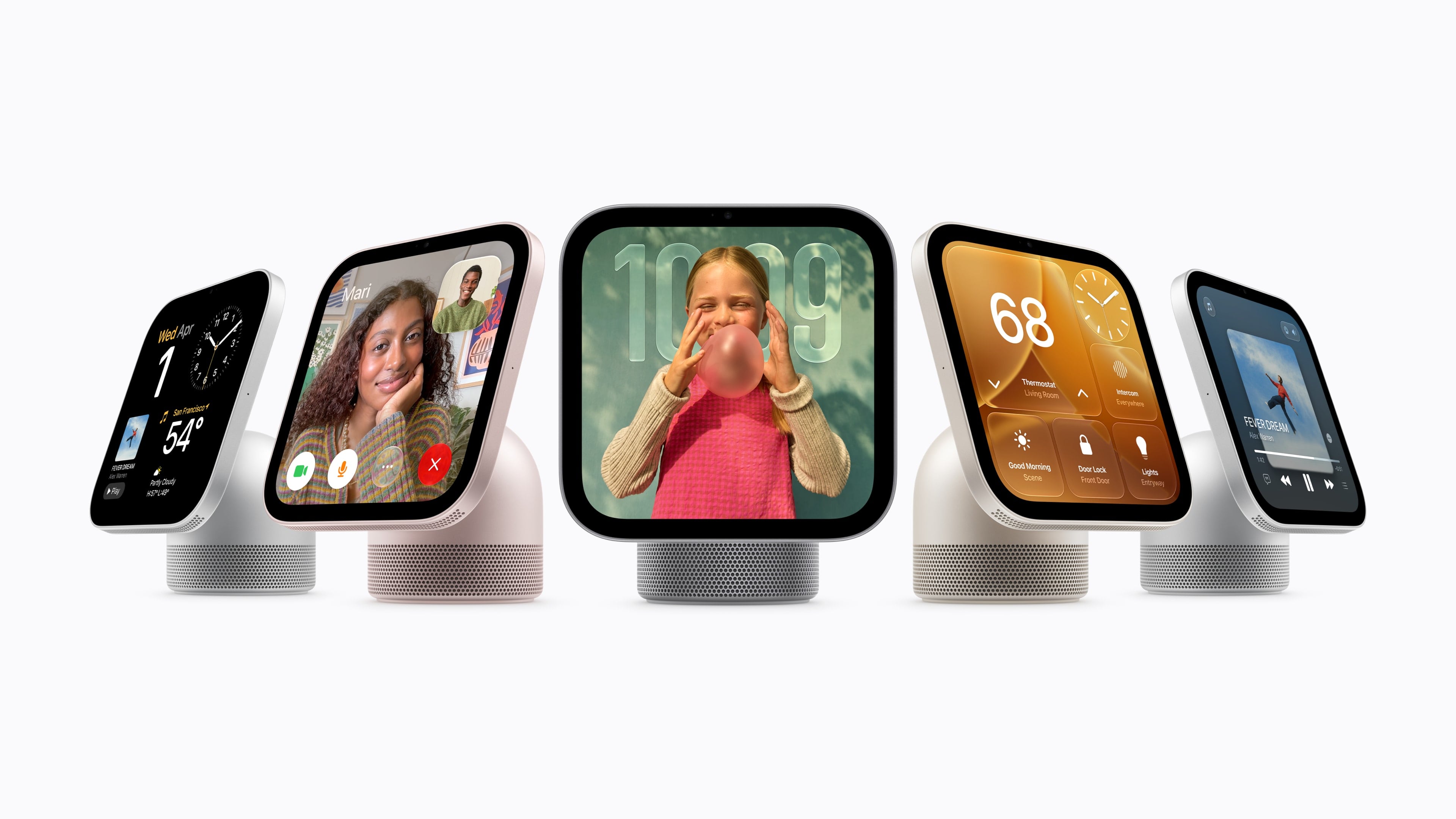 Apple diseñó a HomeView para que funcione como centro de control del hogar conectado, pero también puede reproducir música, buscar información en internet, mostrar recetas o hacer videollamadas