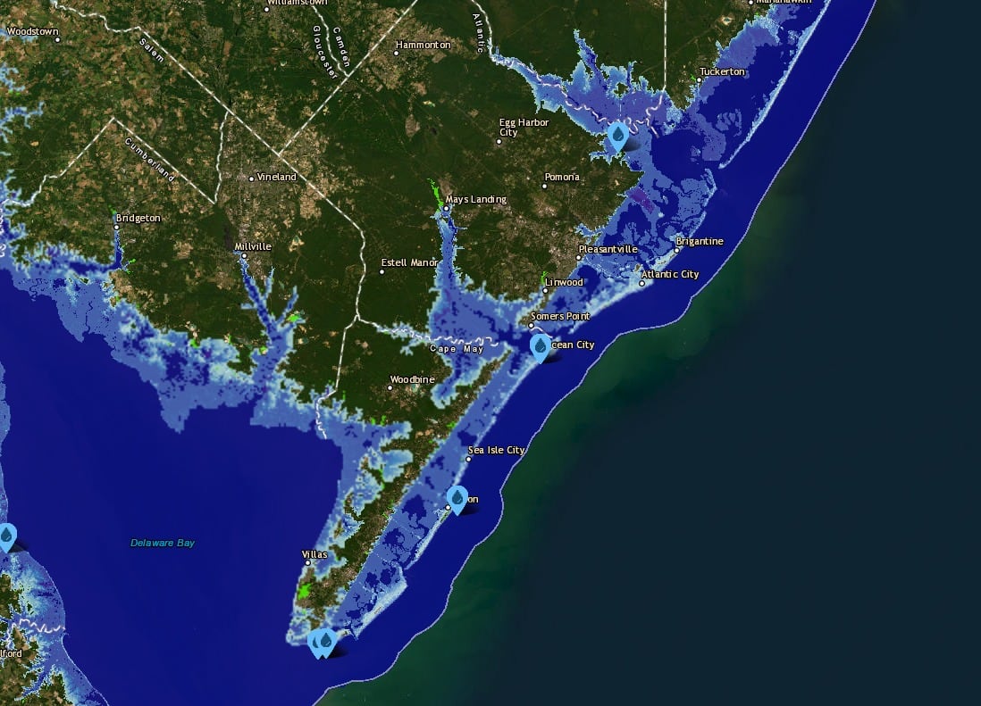 Ciudades enteras de la península que acompaña en paralelo a la costa este de Nueva Jersey quedarían bajo el Océano Atlántico