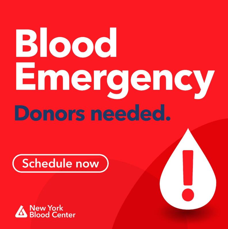 NYBC señaló que la tormenta paralizó las donaciones de sangre