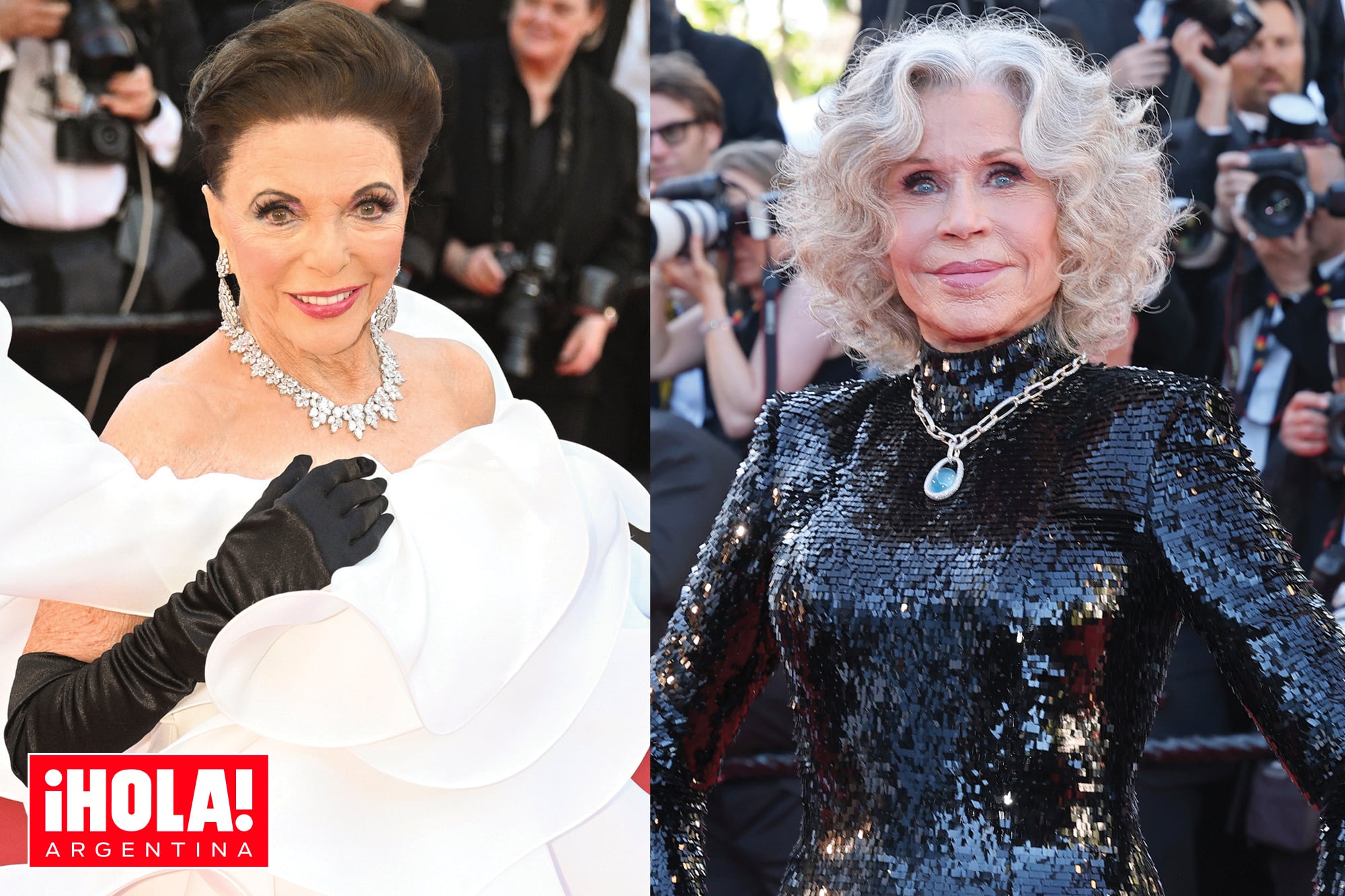 Divas de oro: A sus 92 y 88 años, Joan Collins y Jane Fonda deslumbraron en la alfombra roja del Festival de Cannes