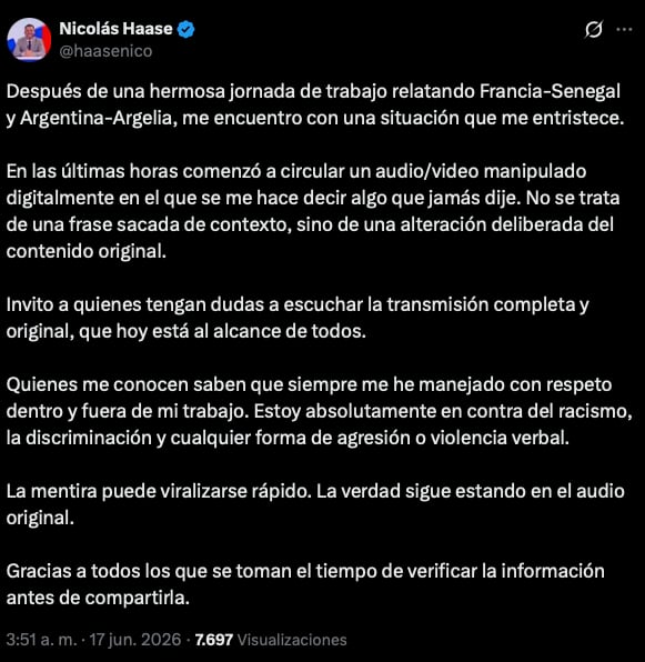 La aclaración del relator sobre lo ocurrido