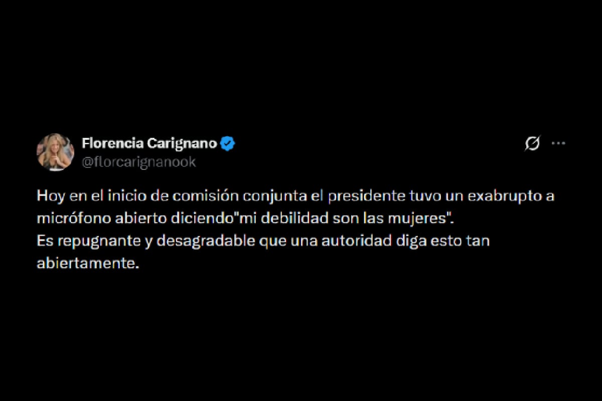 La publicación de Florencia Carignano en repudio a los dichos de Nicolás Mayoraz