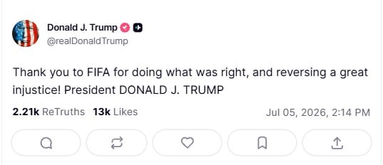 El mensaje de Trump celebrando la medida