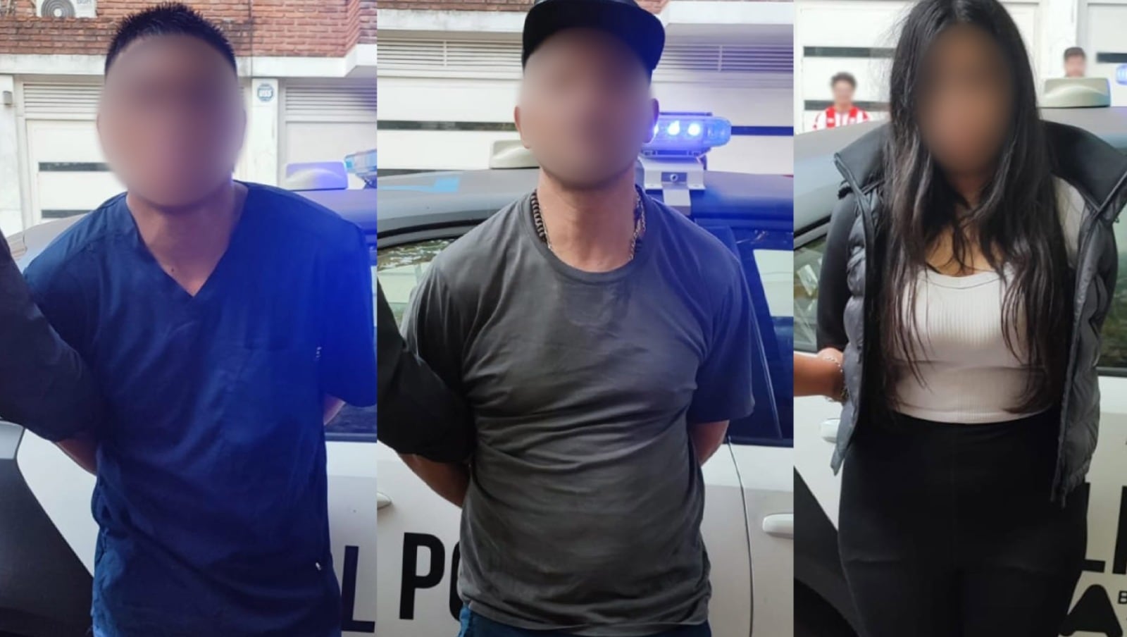 Los tres detenidos tras un intento de robo en Caballito (Prensa Ministerio de Seguridad)